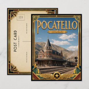 Carte Postale Pocatello Idaho Art Déco vintage de l'âge d'or