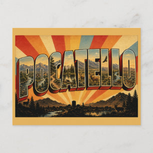 Carte Postale Pocatello Idaho Rivière Montagnes Art des contrefo