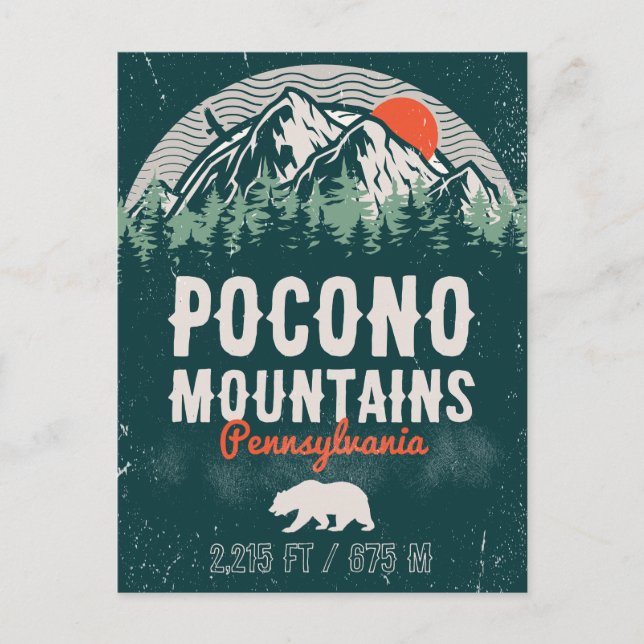 Carte Postale Pocono Mountains PA Retro Sunset Souvenirs (Devant)