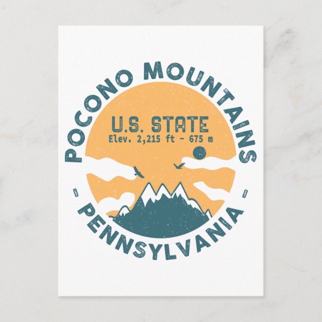 Carte Postale Pocono Mountains Pennsylvanie - Souvenirs rétro (Devant)