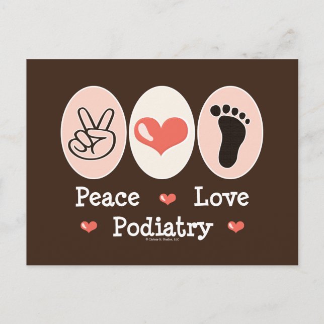 Carte postale Podiatriste Peace Love (Devant)