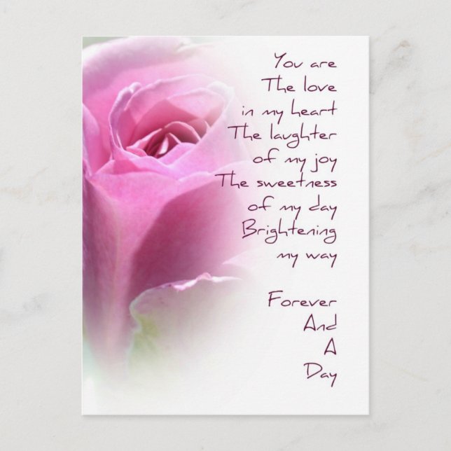 Carte postale Poem Rose pour toujours et un jour (Devant)
