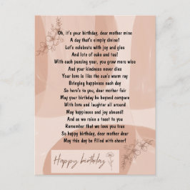 Carte Postale Poème amusant et touchant pour l'anniversaire de m