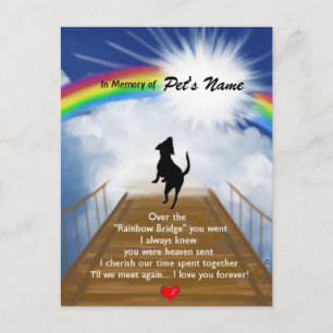 Carte Postale Poème commémoratif de Rainbow Bridge pour chiens