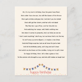 Carte Postale Poème d'anniversaire de maman Hilaried