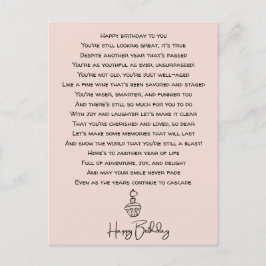 Carte Postale Poème d'anniversaire drôle pour adultes