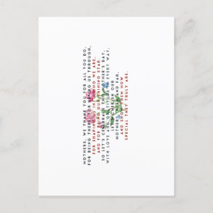 Carte Postale poème de jour des mères et fleurs T-shirt