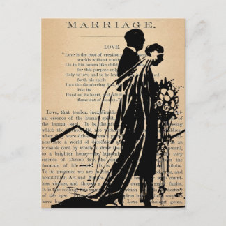 Carte Postale Poème de mariage par Longfellow Bride Groom Silhou
