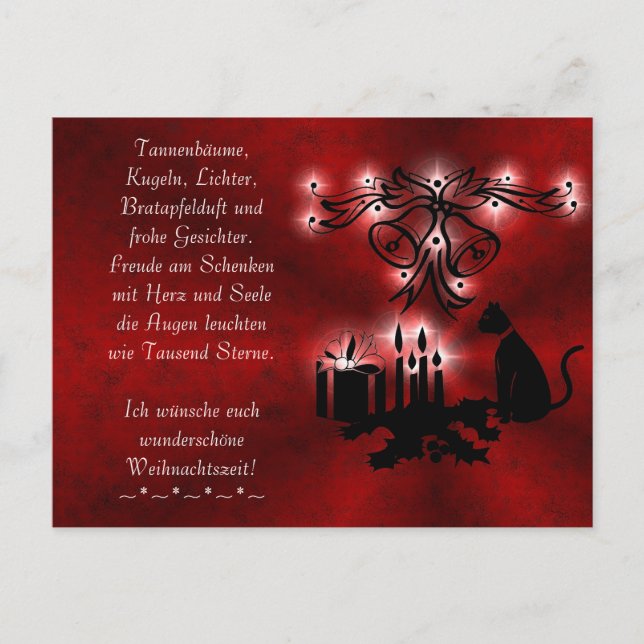 Carte Postale Poème de Noël allemand, ajoutez votre texte (Devant)