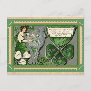 Carte Postale Poème de souvenirs irlandais vintage de la Saint-P