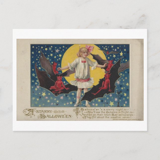 Carte Postale Poème d'Halloween vintage (Devant)