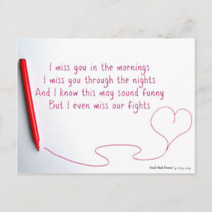 Carte Postale Poème drôle Miss You sur l'amour et les disputes