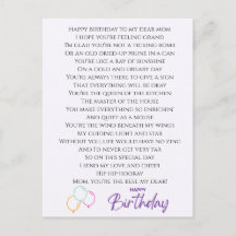 Poème drôle pour l'anniversaire de maman