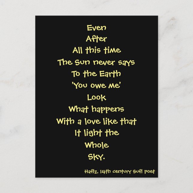 Carte Postale poème hafiz (Devant)