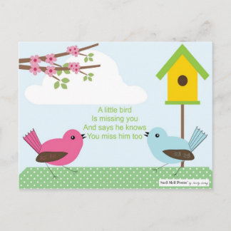 Carte Postale Poème I Miss You Poem d'un garçon : Birdhouse et 2