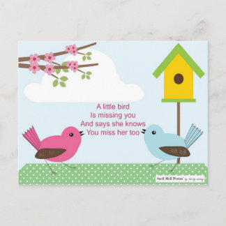 Carte Postale Poème Je T'aime D'une Fille : Niche et 2 Oiseaux