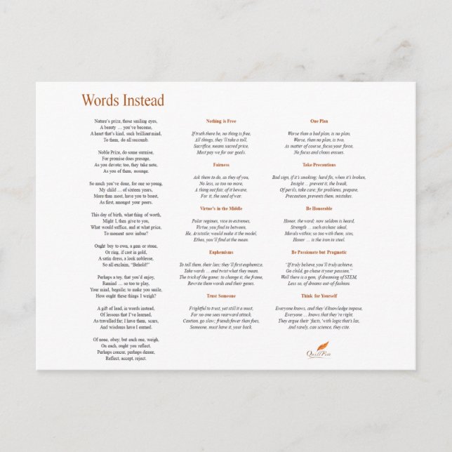 Carte Postale Poème Mots Au Lieu (Devant)