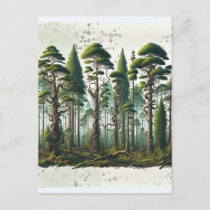 Carte Postale Poème sur la perspective de la forêt d'arbres