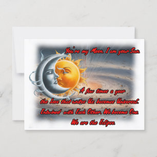 Carte Postale Poème sur le soleil, la lune et l'amour sur un