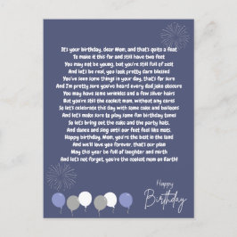Carte Postale Poème très drôle pour l'anniversaire de maman