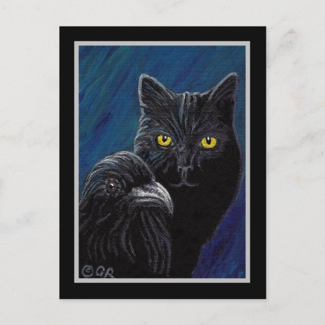 Carte postale Poe's Cat & Raven (Devant)