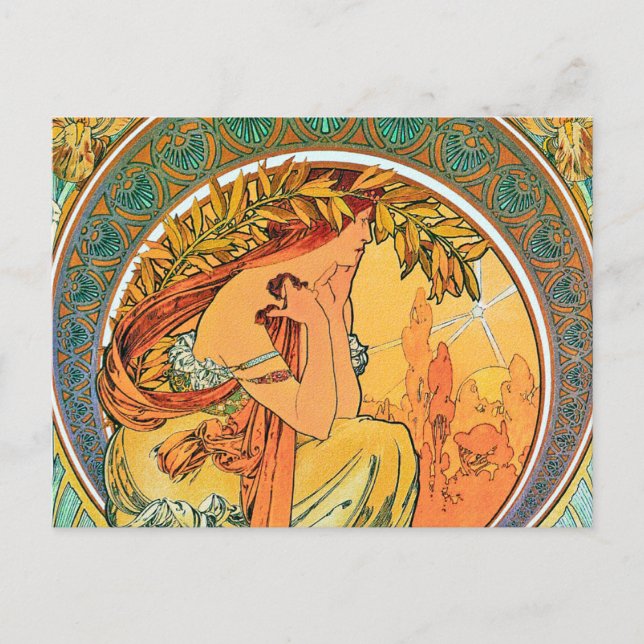Carte Postale Poésie de la série "Les Arts" de Mucha (Devant)