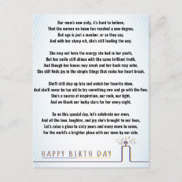 Carte Postale Poésie drôle pour 60e anniversaire maman