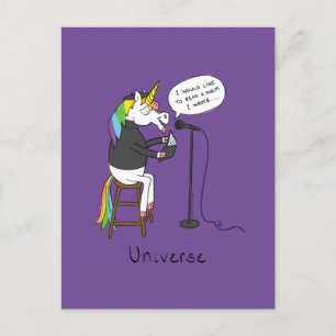 Carte Postale Poésie Unicorne Poète drôle
