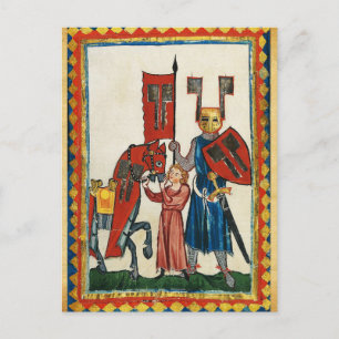 CARTE POSTALE POÈTE ALLEMAND EN TANT QUE CHEVALIER TEUTONIQUE MI
