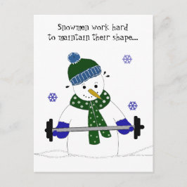 Carte Postale Poids Lifting Snowman avec dire