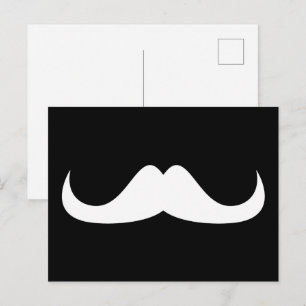 Carte Postale Poignée de moustache blanche Cool sur Noir