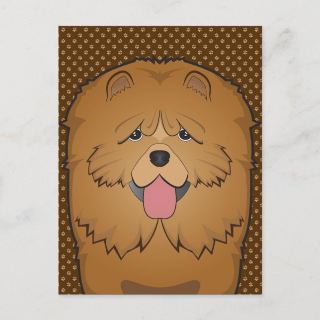 Carte Postale Poignées de dessin de Chien Chow Chow (Devant)