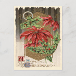 Carte Postale Poinsettia houx d'ancre nautique