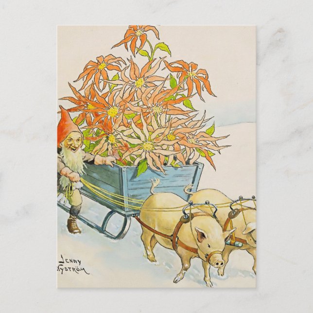 Carte Postale "Poinsettia Wagon" par Jenny Nystrom (Devant)