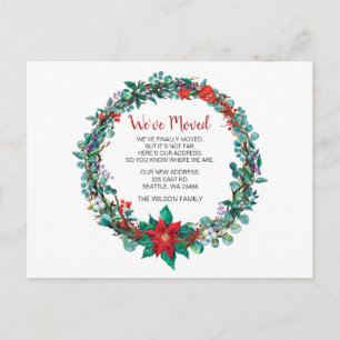 Carte Postale Poinsettia Wreath Nous avons Déménagé Faire-part d