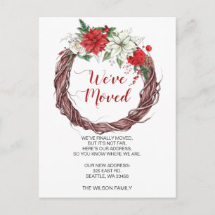 Carte Postale Poinsettia Wreath Nous avons Déménagé Faire-part d