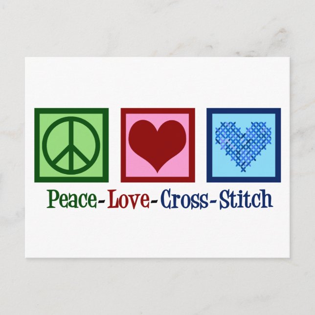 Carte Postale Point de croix Peace Love (Devant)