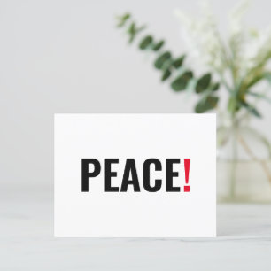 Carte Postale Point d'exclamation de paix blanc noir rouge anti-