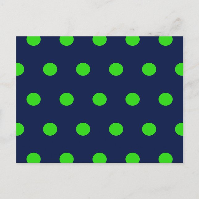 Carte postale Pointe Polka (bleu marine et vert ci (Devant)
