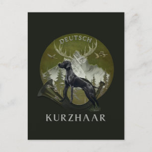 Carte Postale Pointeur à cheveux courts allemand, Logo de chasse