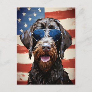 Carte Postale Pointeur à poils durs Griffon 4 juillet indépendan