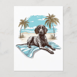 Carte Postale Pointeur en short allemand sur la plage