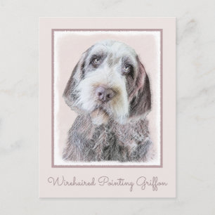 Carte Postale Pointing à poils durs Peinture Griffon - Art Chien