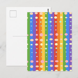 CARTE POSTALE POINTS ARC-EN-CIEL RAYURES
