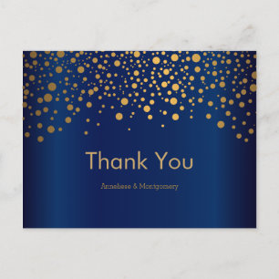 Carte Postale Points Confetti Or Design   bleu marine