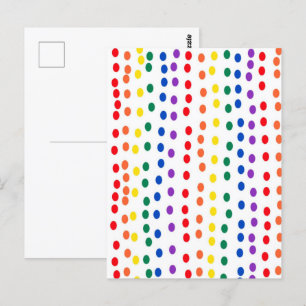 Carte Postale Points de bonbons arc-en-ciel sur fond blanc 