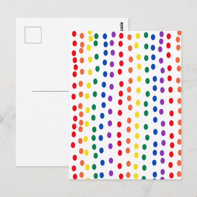 Carte Postale Points de bonbons arc-en-ciel sur fond blanc  (Devant / Derrière)