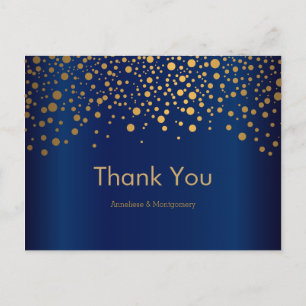 Carte Postale Points de confettis dorés élégants   Bleu marine
