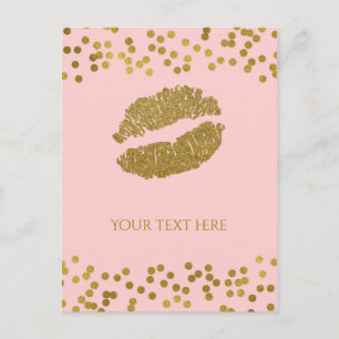 Carte Postale Points de confettis en faux papier métallisé rose