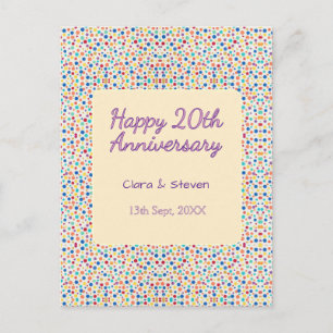 Carte Postale points de polka arc-en-ciel 20e anniversaire viole